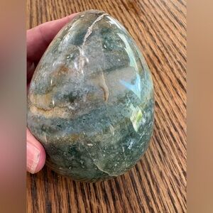 Large polished stone egg made from ocean jasper